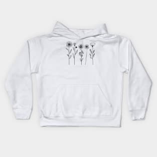 Nordic wild flowers one Line art Kids Hoodie